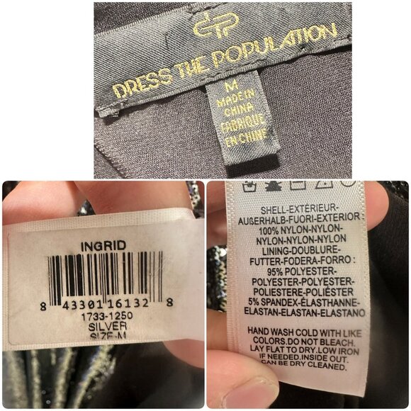 Dress The Population Ingrid Sequin Gown Women Medium Silver Prom Evening Mermaid - Picture 6 of 16